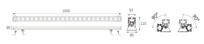 500mm van de de Muurwasmachine van 10 * 2W (of RGB 3W) de Lineaire Lichte Bar met Steun Openluchtip65 Classificatie 0